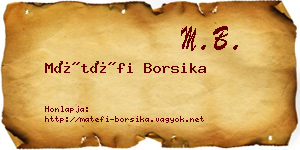 Mátéfi Borsika névjegykártya